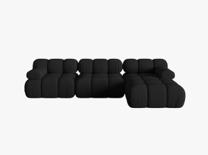 COLTAR MODULAR BELLIS, DREAPTA, 3 LOCURI, 285 CM, NEGRU 19, TAPITERIE DIN CATIFEA 3D, DESIGN DEOSEBIT