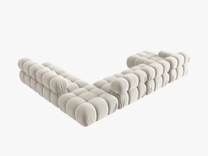 COLTAR MODULAR BELLIS, DREAPTA, 6 LOCURI, 379 CM, BEJ DESCHIS 21, TAPITERIE DIN CATIFEA, DESIGN DEOSEBIT - Img 5
