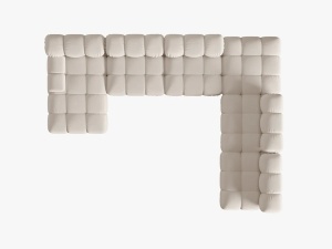 COLTAR MODULAR BELLIS, DREAPTA, 6 LOCURI, 379 CM, BEJ DESCHIS 23, TAPITERIE DIN CATIFEA 3D, DESIGN DEOSEBIT - Img 5