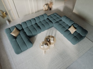 COLTAR MODULAR BELLIS, DREAPTA, 6 LOCURI, 379 CM, VERDE PETROL 87, TAPITERIE DIN CATIFEA, DESIGN DEOSEBIT