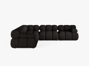 COLTAR MODULAR BELLIS, NEGRU, CU TAPITERIE DIN TEXTIL STRUCTURAT LIBERTY, MICADONI - Img 2