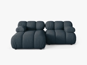 COLTAR MODULAR BELLIS, PE STANGA, PETROL INCHIS, CU TAPITERIE DIN TEXTIL STRUCTURAT LIBERTY, MICADONI