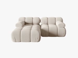 COLTAR MODULAR BELLIS, STANGA, 2 LOCURI, 191 CM, BEJ DESCHIS 23, TAPITERIE DIN CATIFEA 3D, MICADONI
