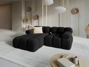 COLTAR MODULAR BELLIS, STANGA, 2 LOCURI, 191 CM, NEGRU 100, TAPITERIE DIN CATIFEA, MICADONI