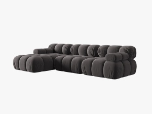COLTAR MODULAR BELLIS, STANGA, 3 LOCURI, 285 CM, GRI INCHIS 97, TAPITERIE DIN CATIFEA, DESIGN DEOSEBIT - Img 4