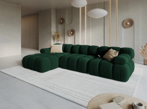 COLTAR MODULAR BELLIS, STANGA, 3 LOCURI, 285 CM, VERDE 38, TAPITERIE DIN CATIFEA, DESIGN DEOSEBIT