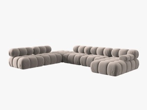 COLTAR MODULAR BELLIS, STANGA, 6 LOCURI, 379 CM, BEJ 16, TAPITERIE DIN CATIFEA, DESIGN DEOSEBIT - Img 4