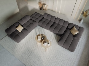 COLTAR MODULAR BELLIS, STANGA, 6 LOCURI, 379 CM, GRI INCHIS 97, TAPITERIE DIN CATIFEA, DESIGN DEOSEBIT