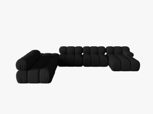 COLTAR MODULAR BELLIS, STANGA, 6 LOCURI, 379 CM, NEGRU 19, TAPITERIE DIN CATIFEA 3D, DESIGN DEOSEBIT