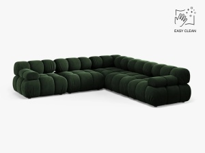COLTAR MODULAR BELLIS, VERDE SMARALD, CU TAPITERIE DIN CATIFEA VENUS, MICADONI