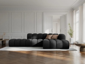 COLTAR MODULAR LUPIN, DREAPTA, 5 LOCURI, 294 CM, NEGRU 19, TAPITERIE CHENILLE, DESIGN DEOSEBIT