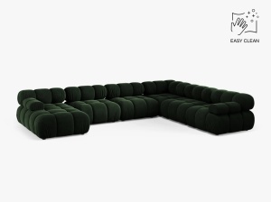 COLTAR MODULAR PANORAMIC BELLIS, DREAPTA, VERDE SMARALD, CU TAPITERIE DIN CATIFEA VENUS, MICADONI