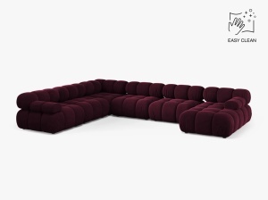 COLTAR MODULAR PANORAMIC BELLIS, PE DREAPTA, VISINIU, CU TAPITERIE DIN CATIFEA VENUS, MICADONI