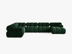 COLTAR MODULAR PANORAMIC BELLIS, PE STANGA, VERDE SMARALD, CU TAPITERIE DIN CATIFEA BLUVEL, MICADONI - Img 3