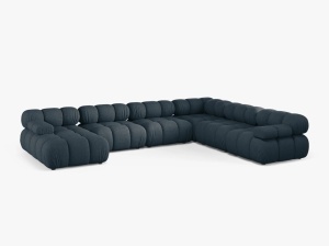 COLTAR MODULAR PANORAMIC BELLIS, PETROL INCHIS, CU TAPITERIE DIN TEXTIL STRUCTURAT LIBERTY, MICADONI
