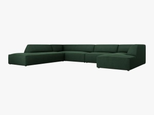 COLTAR RUBY, CU 7 LOCURI, PE STANGA, VERDE, CU TAPITERIE DIN TEXTIL STRUCTURAT OTTAWA, MICADONI - Img 2