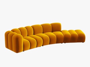 COLTAR SEMIROTUND LUPIN, DREAPTA, 5 LOCURI, 335 CM, GALBEN 10, TAPITERIE DIN CATIFEA, DESIGN DEOSEBIT - Img 2