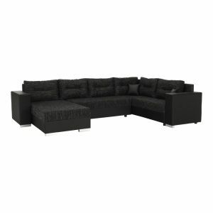 COLTAR STILA, REVERSIBIL, NEGRU, DIN PIELE ECOLOGICA SI TEXTIL, EXTENSIBIL, SPATIU DEPOZITARE, STIL MODERN, TK - Img 2