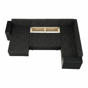 COLTAR STILA, REVERSIBIL, NEGRU, DIN PIELE ECOLOGICA SI TEXTIL, EXTENSIBIL, SPATIU DEPOZITARE, STIL MODERN, TK - Img 4