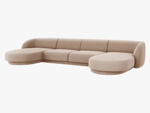 COLTAR SUB FORMA DE U, MILEY, 5 LOCURI, 330 CM, CAPPUCCINO 40, TAPITERIE DIN CATIFEA, DESIGN DEOSEBIT - Img 3