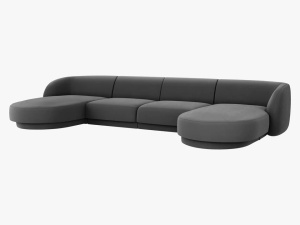 COLTAR SUB FORMA DE U, MILEY, 5 LOCURI, 330 CM, GRI 14, TAPITERIE DIN CATIFEA, DESIGN DEOSEBIT - Img 2