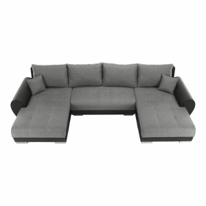 COLTAR TRENDY, TIP U, NEGRU/GRI, DIN PIELE ECOLOGICA SI TEXTIL, EXTENSIBIL, SPATIU DEPOZITARE, STIL MODERN, TK - Img 3