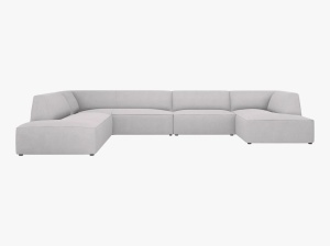 COLTAR UBY, CU 7 LOCURI, PE STANGA, GRI DESCHIS, CU TAPITERIE DIN TEXTIL STRUCTURAT OTTAWA, MICADONI