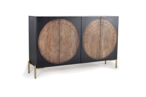 COMODA 145CM, NEGRU/NUC INCHIS, DIN LEMN DE MANGO, 4 USI, GINER Y COLOMER - Img 2