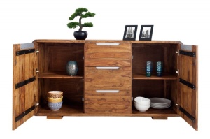 COMODA DIN LEMN MASIV DE TRANDAFIR 145CM, GOA, COD 35858, STIL RUSTIC - Img 3