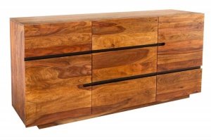 COMODA DIN LEMN MASIV, FIRE&EARTH 160CM, COD 38113, DESIGN VINTAGE/INDUSTRIAL - Img 6