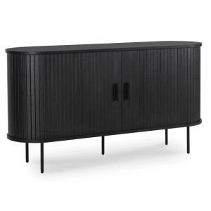 COMODA LIVING 140CM, ARTIM MEBLE, CU 2 USI GLISANTE SI SERTARE, REALIZATA DIN MDF, CULOARE NUC, STIL MODERN