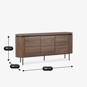 COMODA LIVING 160CM, ARTIM MEBLE, CU 3 USI, REALIZATA DIN MDF, CULOARE NUC, STIL MODERN - Img 6