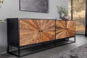 COMODA LIVING 180CM, BARRACUDA, NEGRU/MARO, DIN LEMN MASIV DE MANGO, LEMN TEC RECICLAT SI METAL