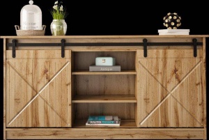 COMODA LIVING, CAMA-GRANERO-KOM-DWO/DWO 160CM, DIN PLACI LAMINATE SI MDF, DESIGN INDUSTRIAL - Img 5