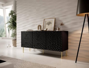 COMODA LIVING, CAMA-HOLE-KOM-152-CZ/CZ, 152CM, NEGRU MAT, DIN PLACI LAMINATE SI MDF, DESIGN MODERN - Img 3