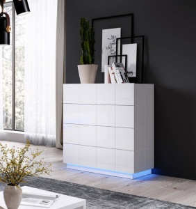 COMODA LIVING, CAMA-REJA-KOM4S-BI/BI, DIN PLACI LAMINATE SI MDF DIVERSE NUANTE, DESIGN MODERN - Img 7