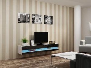 COMODA LIVING CU LED VIGO 180 ALB/NEGRU DESIGN MODERN CM
