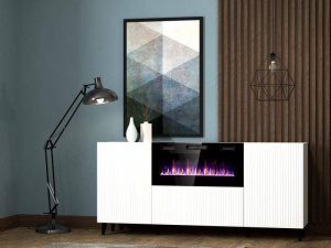 COMODA LIVING, PAFOS-KOM-EF-BI/BI, 180CM, PLACA LAMINATA, MDF SI PLASTIC, STIL MODERN, CAMA