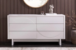 COMODA LIVING SAVOY 150CM, 3D, REALIZATA DIN MDF SI PLACA CERAMICA, CULOARE ALBA, ARTIM GROUP SELECTION