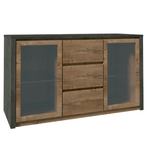COMODA MONTANA K2D, STEJAR LEKFAS INCHIS/SMOOTH GRI, DIN PAL MELAMINAT