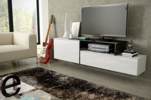 COMODA RTV LIVING SIGMA 3A ALB/NEGRU DESIGN MODERN CM