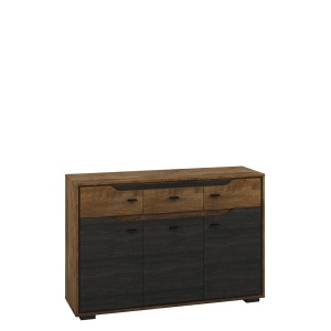 COMODA SHELVE 08 DIN PLACI LAMINATE DE CALITATE CU 3 USI SI 3 SERTARE CULOARE STEJAR - Img 2
