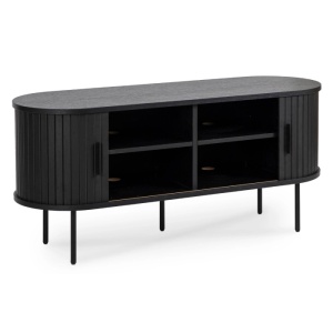 COMODA TV 120CM, ARTIM MEBLE, CU 2 USI, REALIZATA DIN MDF, CULOARE NEAGRA, STIL MODERN - Img 3