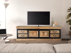 COMODA TV, ARTIM 1908, DIN LEMN DE MANGO SI METAL, DESIGN INDUSTRIAL, ARTIM GROUP SELECTION