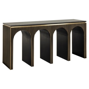 CONSOLA LES ARCS, 8874, CONFECTIONATA DIN MDF SI MARMURA NEGRA MARINA, STIL MODERN