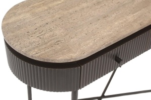 CONSOLA RUSSO 214324, CONFECTIONATA DIN METAL, TRAVERTIN, ALAMA SI MDF, CULOAREA MARO, STIL MODERN - Img 3