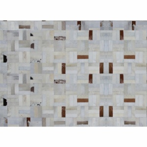 Covor de lux din piele, alb/gri/maro, patchwork, 140x200, PIELE DE VITĂ TIP 1, 0000188797 - Img 5