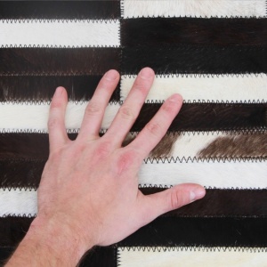Covor de lux din piele, maro/negru/alb, patchwork, 141x200, PIELE DE VITĂ TYP 6, 0000188854 - Img 4