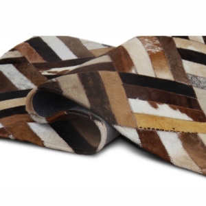 Covor de lux din piele, maro/negru/bej, patchwork, 200x300 , PIELE DE VITĂ TIP 2, 0000188841 - Img 8