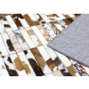 Covor de lux din piele, negru/maro/alb, patchwork, 201x300, PIELE DE VITĂ TIP 4, 0000188866 - Img 3